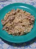 Arroz con sardinas y huevo revuelto