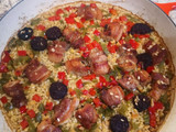 Arroz al horno con costillas de cerdo y morcilla