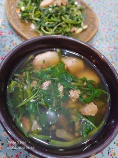 Hình của món Canh cua nấu khoai sọ, rau muống, rau ngổ.