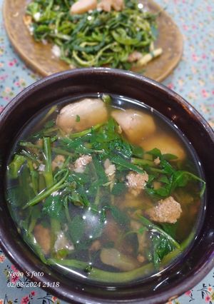 Hình của món Canh cua nấu khoai sọ, rau muống, rau ngổ.