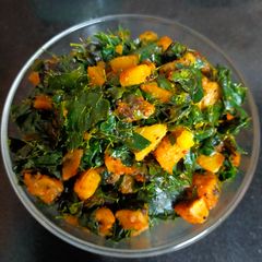 A picture of Moringa Leaves and Potato Subzi.