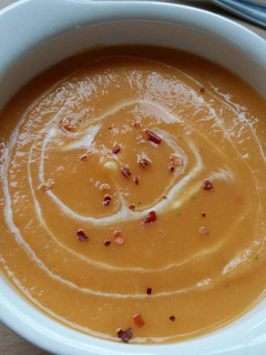 A picture of Vickys Chilli & Butternut Squash Soup, GF DF EF SF NF.