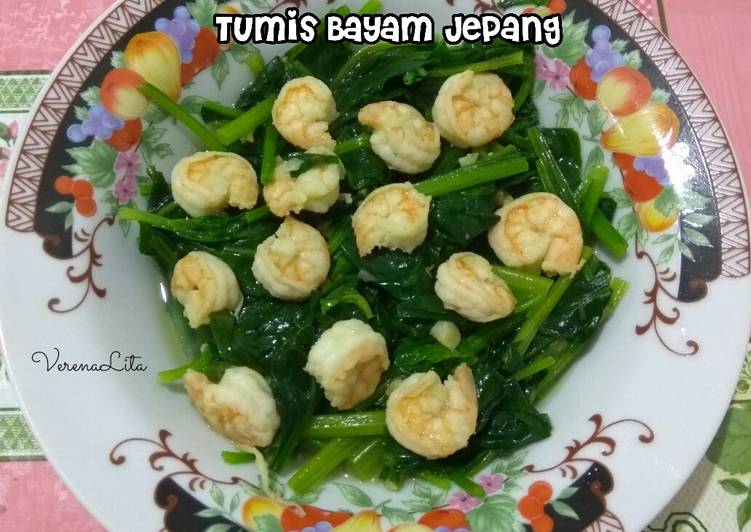 Proses memasak Tumis Bayam Jepang Lezat