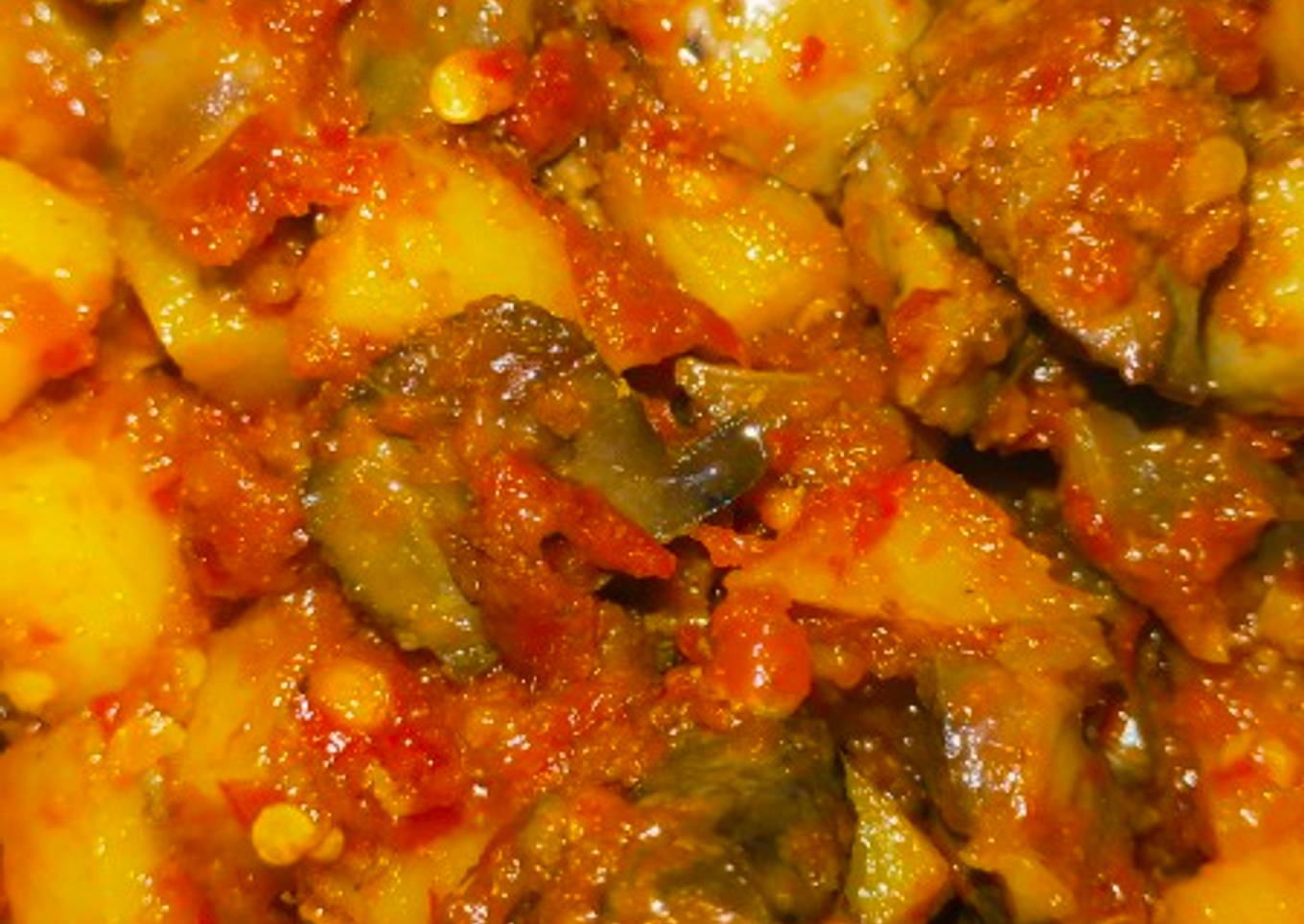 Balado pedas hati ampela ayam