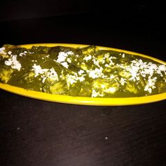 A picture of Dahi palak paneer with creamy texture.