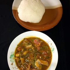 A picture of Okoho and fruit soup.