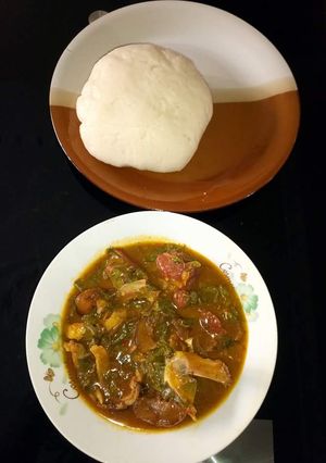 A picture of Okoho and fruit soup.