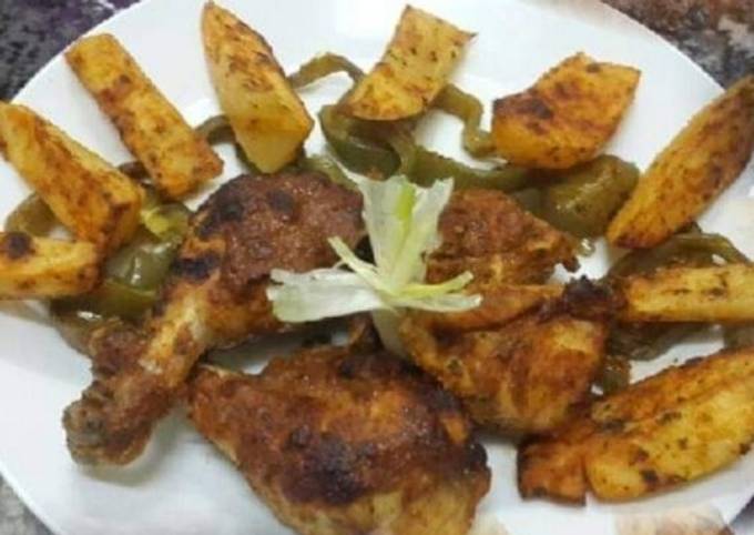 Oven Baked Chicken with Potato Wedges