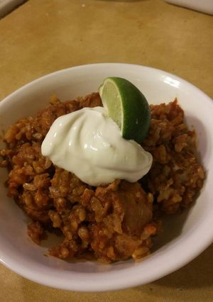 A picture of Arroz con Pollo (in electric pressure cooker).