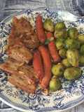 Carne de salvación y coles de Bruselas