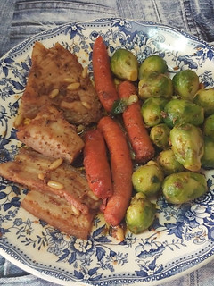 Una foto de Carne de salvación y coles de Bruselas