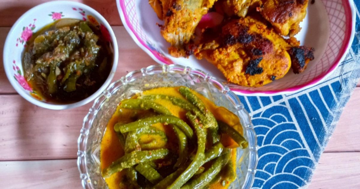 Set Menu Padang (Gulai Kacang Panjang, Ayam Panggang Bumbu Padang, Sambalado hijau)