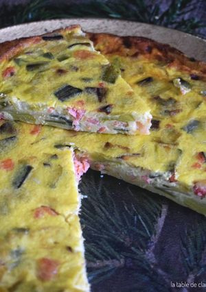 Une photo de Quiche sans pâte poireaux saumon fumé #janvier