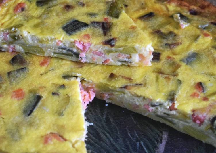 Quiche sans pâte poireaux saumon fumé