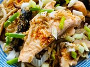 A picture of bean sprouts salmon