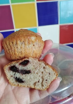 A picture of Vickys Cherry Banana Muffins, GF DF EF SF NF.