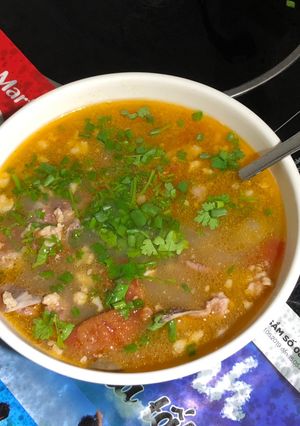 Hình của món Canh sườn chua nấu thịt băm.