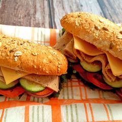 A picture of Chicken Salami Sandwich Subway Style.