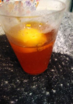 A picture of Decaf tea with lemon 🍋 lime & ginger.