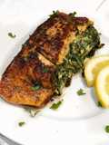 Spinach and Cheese Stuffed Salmon