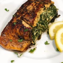 A picture of Spinach and Cheese Stuffed Salmon.