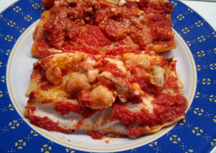 Cannelloni alla bolognese e Cannelloni con gamberetti e zucchine