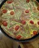 Pudín de espárragos y tomates cereza