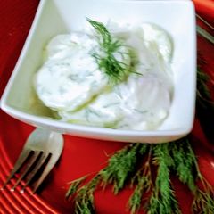 A picture of Creamy mayonnaise cucumber salad. .