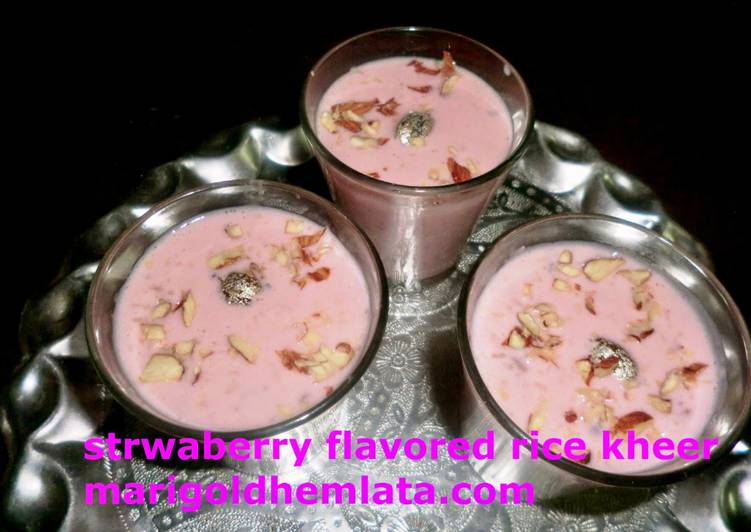 Strawberry flavored rice kheer recipe