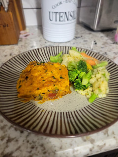 A picture of Nearly vegan sweet potato shepherds pie.