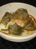 Alcachofas con huevo y micuit