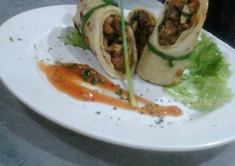 Resep Chicken kathi roll, Enak