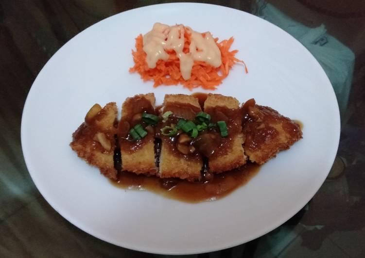 Chicken katsu with teriyaki sauce