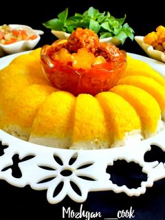 عکسی از دستور چلو خورش قیمه با گوشت قلقلی (گوشت چرخی)