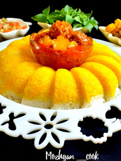 عکسی از دستور چلو خورش قیمه با گوشت قلقلی (گوشت چرخی)
