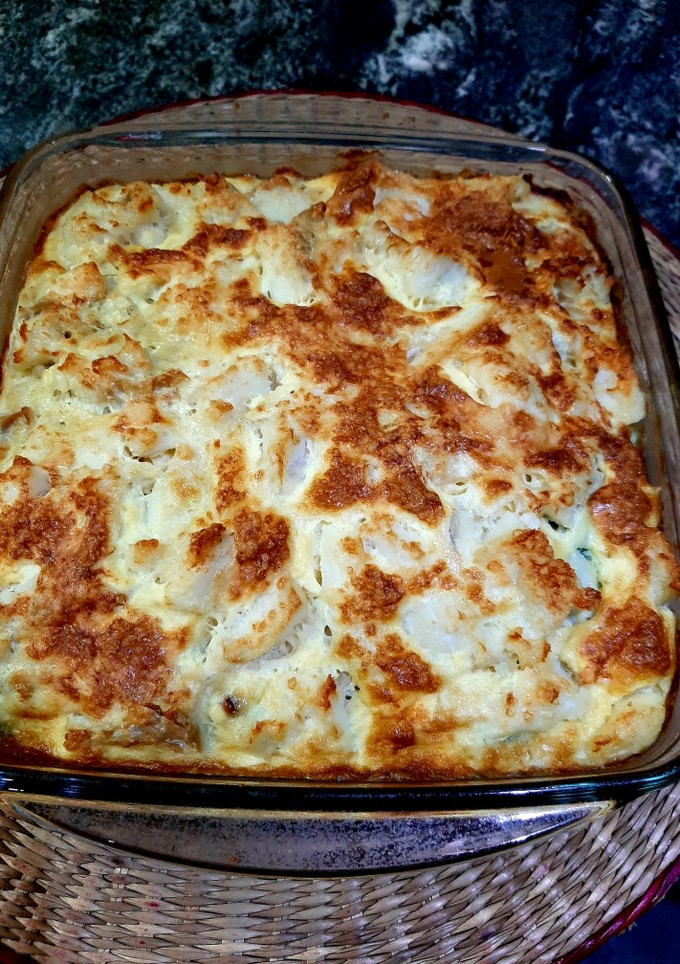 Una foto de Gratén de bacalao con espinacas