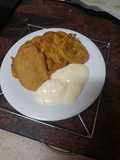 Buñuelos de calabaza asada y castañas con natillas