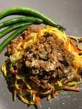 Yellow Squash Pasta with Ground Beef and Vodka Sauce