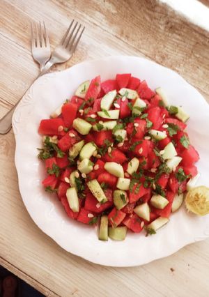 A picture of Watermelon salad.
