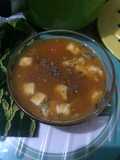 Tomato soup with haloumi cheese