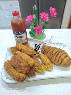 عکسی از دستور مرغ سوخاری و کراکت سیب زمینی