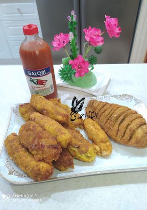 عکسی از دستور مرغ سوخاری و کراکت سیب زمینی