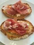 Bruschetta with burrata melon and prosciutto San Daniele