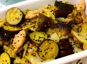 Foto resep Ayam Miso tumis Zucchini 🥒 Terong 🍆 dan Kubis
