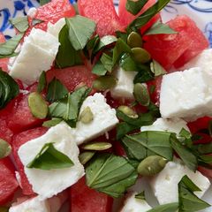 A picture of Simplest watermelon and feta salad.