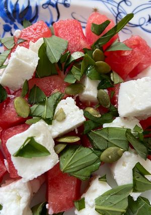 A picture of Simplest watermelon and feta salad.