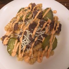 A picture of Cheese burger salad.