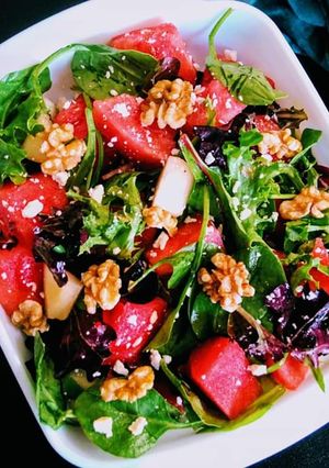 A picture of Watermelon & Pears Feta Salad.