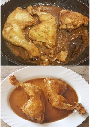 Una foto de Muslos de Pollo al Ajillo Cuba Libre Style