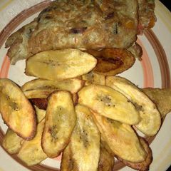 A picture of Fried plantain and fried egg.